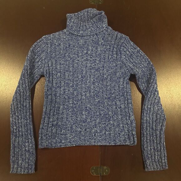 Vintage Jamie Scott Women's Turtleneck Sweater Blue Long Sleeve Size M Waffle - Picture 3 of 10